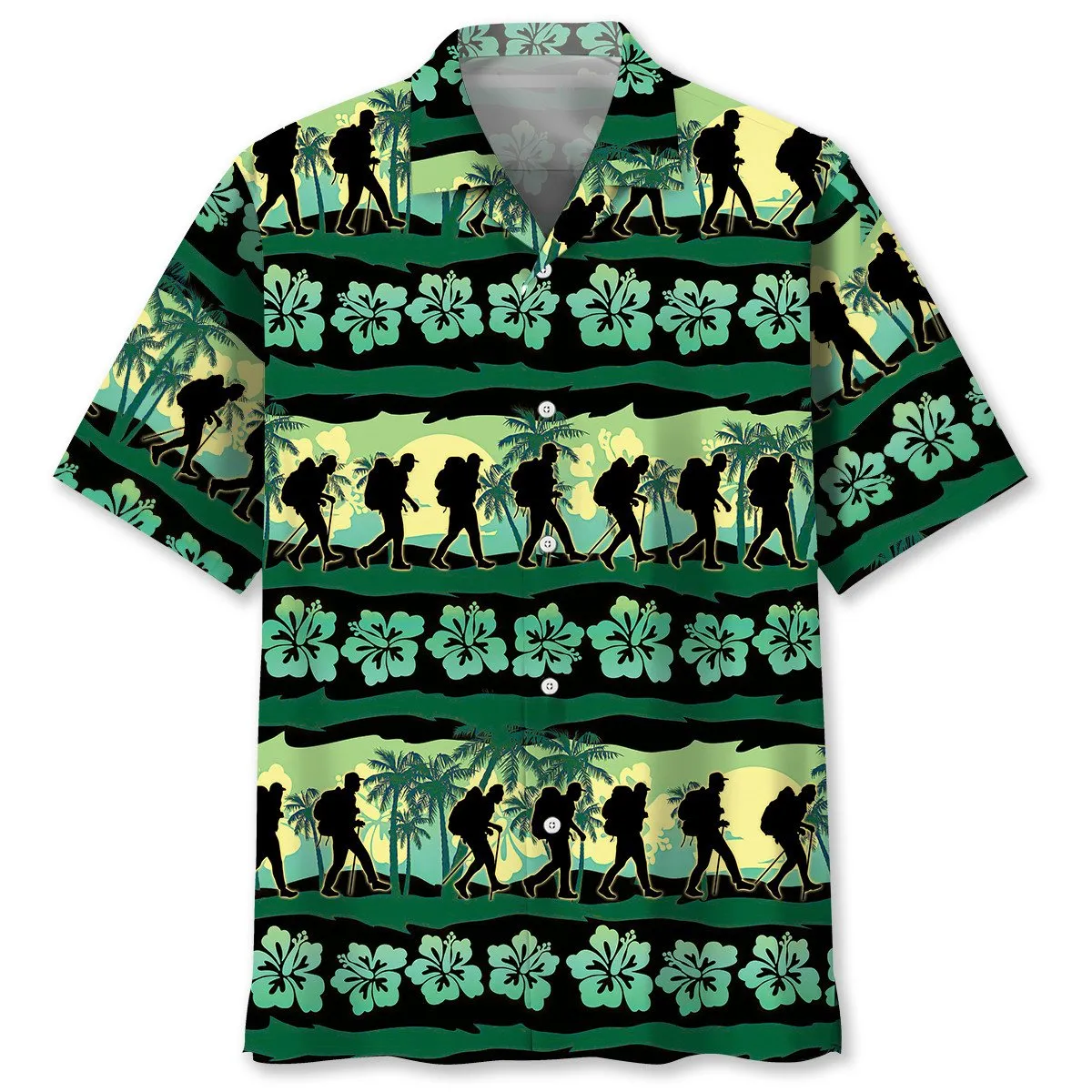 3D All Over Print Hiking Usa Hawaiian Shirt, Hiking Beach Hawaii Shirt, Gift for Hiker