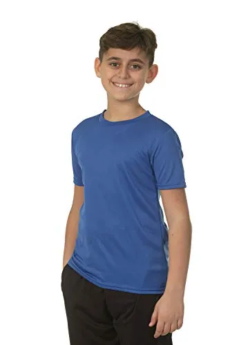 5 Pack: Boys Girls Active Athletic Quick Dry Dri Fit Short Sleeve T-Shirt Crew Neck Tops Teen Gym Undershirts Tees Youth Basketball Clothes Moisture Wicking Performance-Set 11,Medium (8-10)