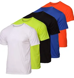 5 Pack: Boys Girls Active Athletic Quick Dry Dri Fit Short Sleeve T-Shirt Crew Neck Tops Teen Gym Undershirts Tees Youth Basketball Clothes Moisture Wicking Performance-Set 11,Medium (8-10)