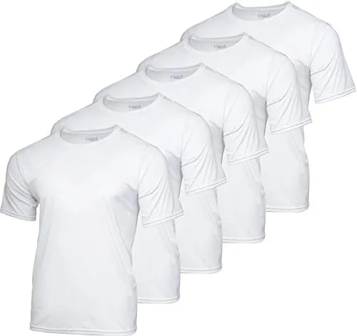 5 Pack: Boys Girls Active Athletic Quick Dry Dri Fit Short Sleeve T-Shirt Crew Neck Tops Teen Gym Undershirts Tees Youth Basketball Clothes Moisture Wicking Performance-Set 11,Medium (8-10)