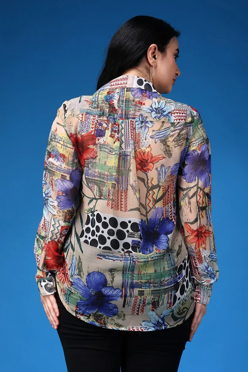 Abstract Printed Full Sleeves Shirt