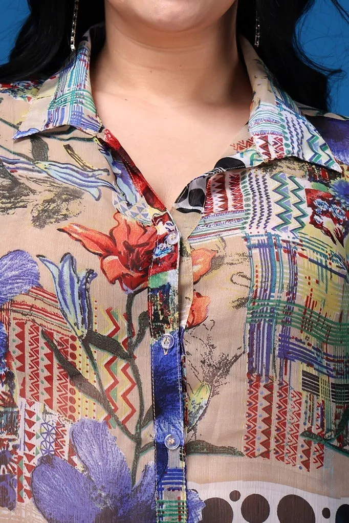 Abstract Printed Full Sleeves Shirt