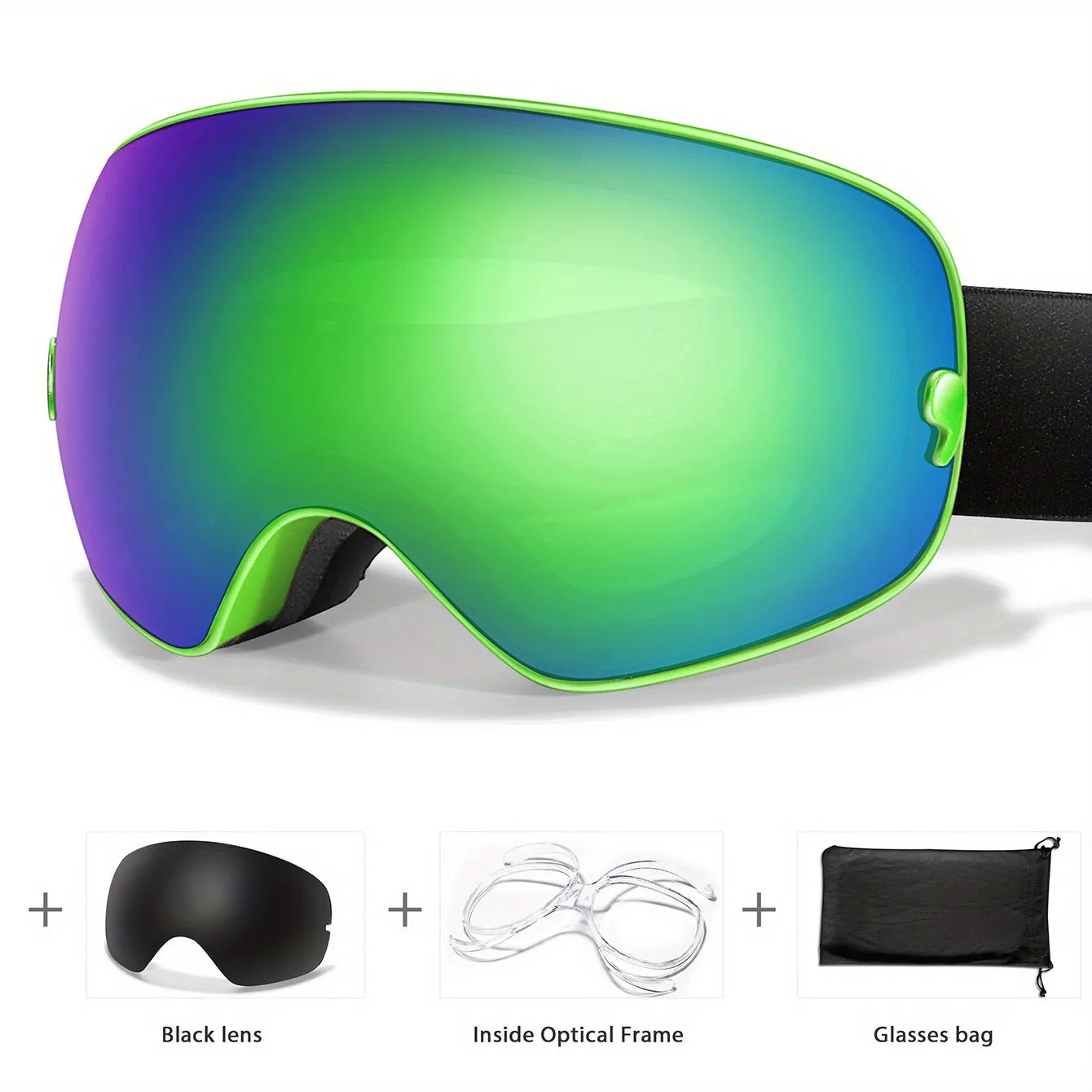 Anti-Fog Ski Goggles with Protection, Interchangeable Lens & Carrying Bag - Perfect for Snowboarding, Skating & Outdoor Adventures