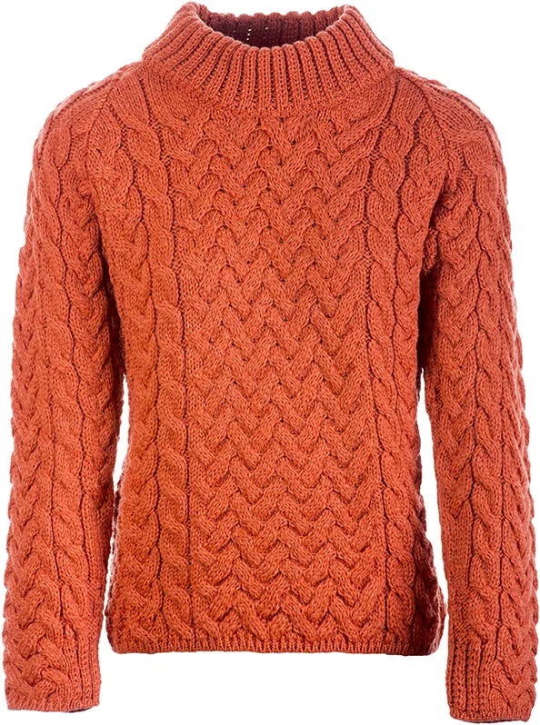 Aran Crew Neck Sweater | Autumn Leaves