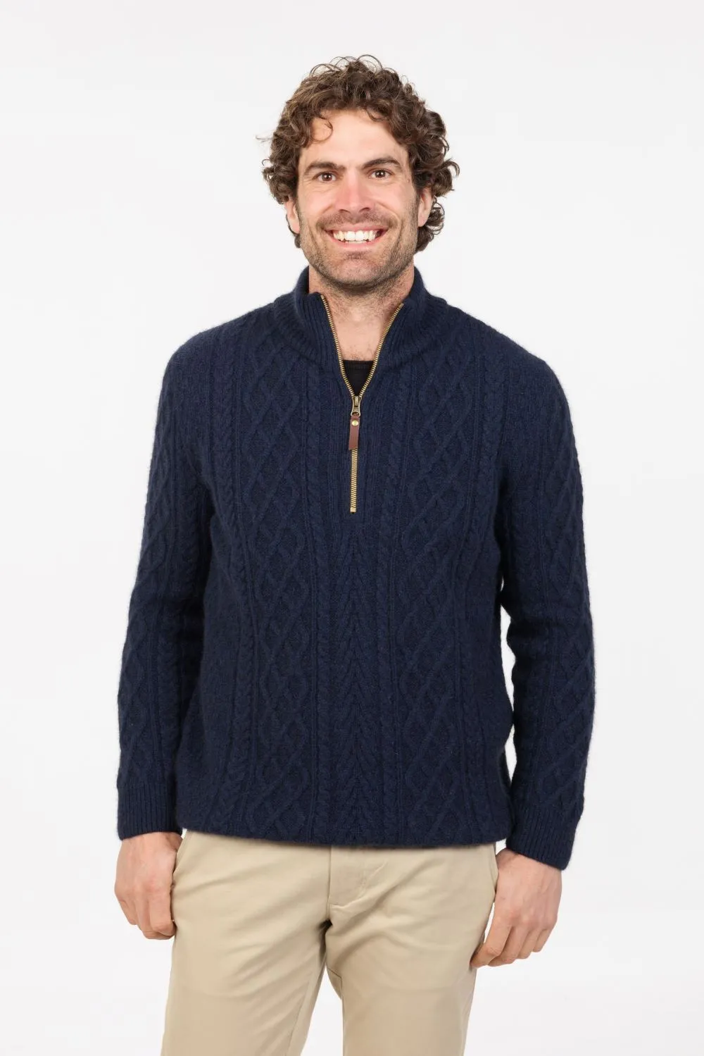 ARRAN HALF ZIP SWEATER