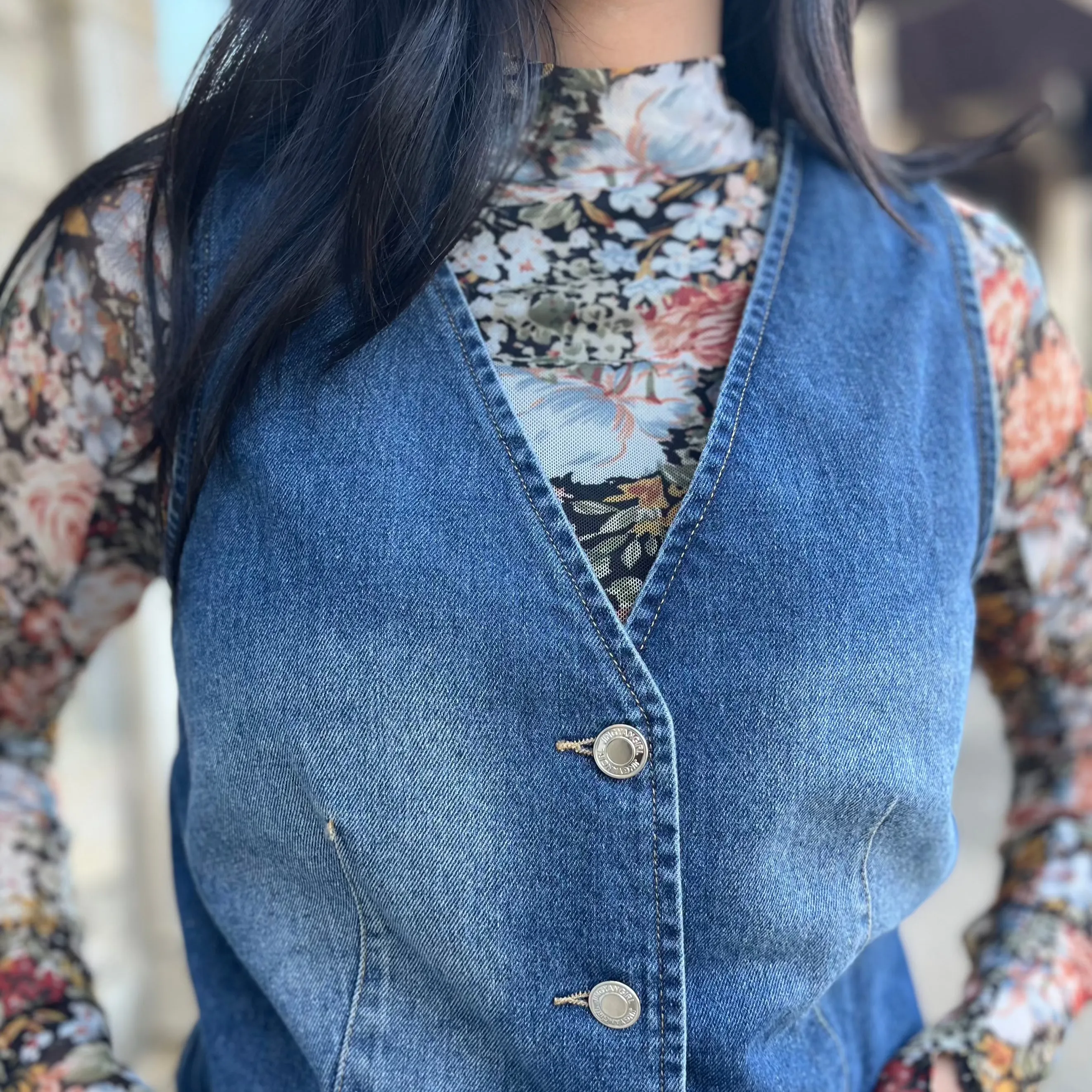 Austin Denim Stitched Vest Top