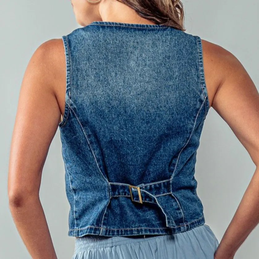 Austin Denim Stitched Vest Top