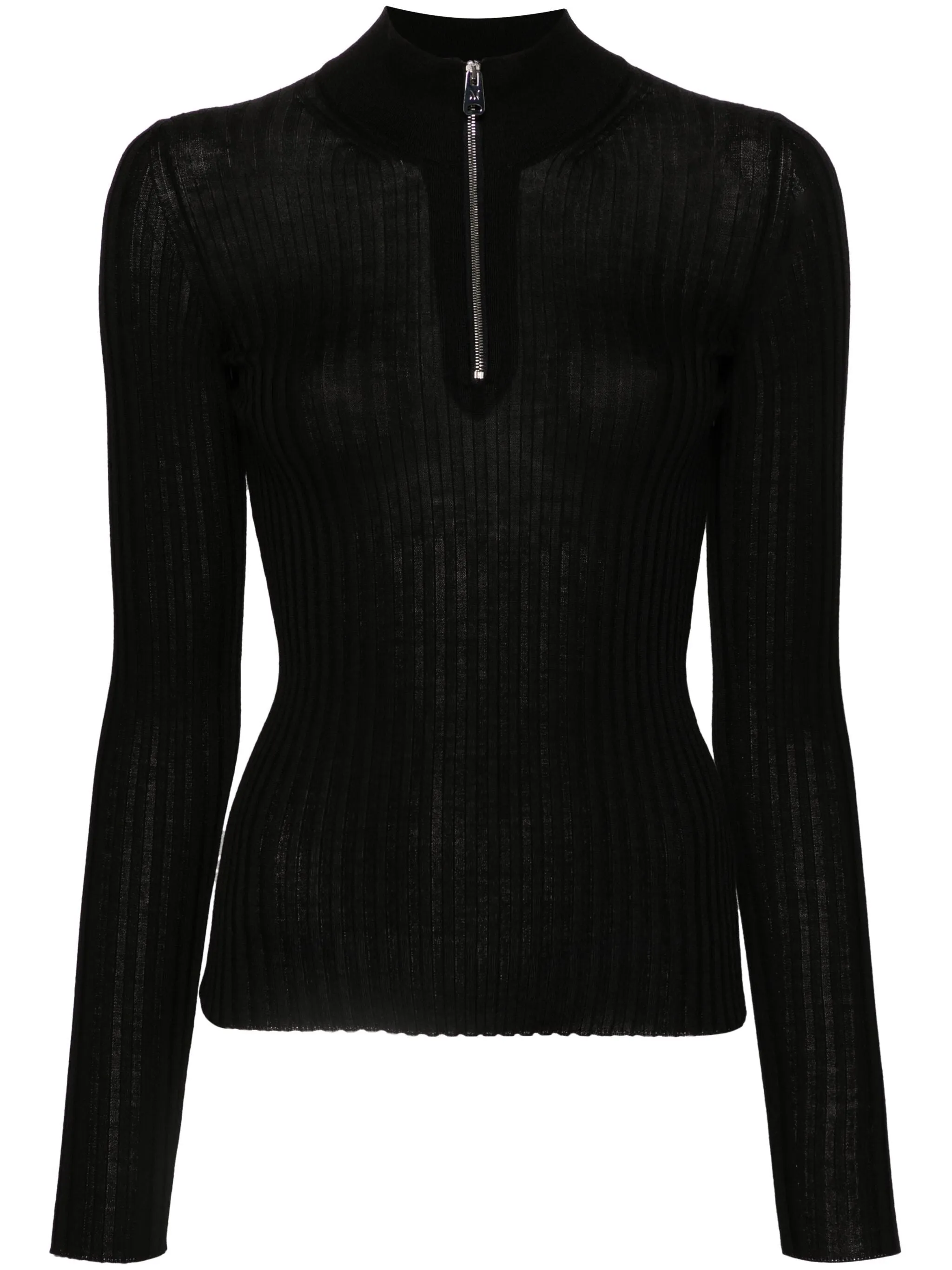 Black Cashmere and Silk Mock Neck Sweater