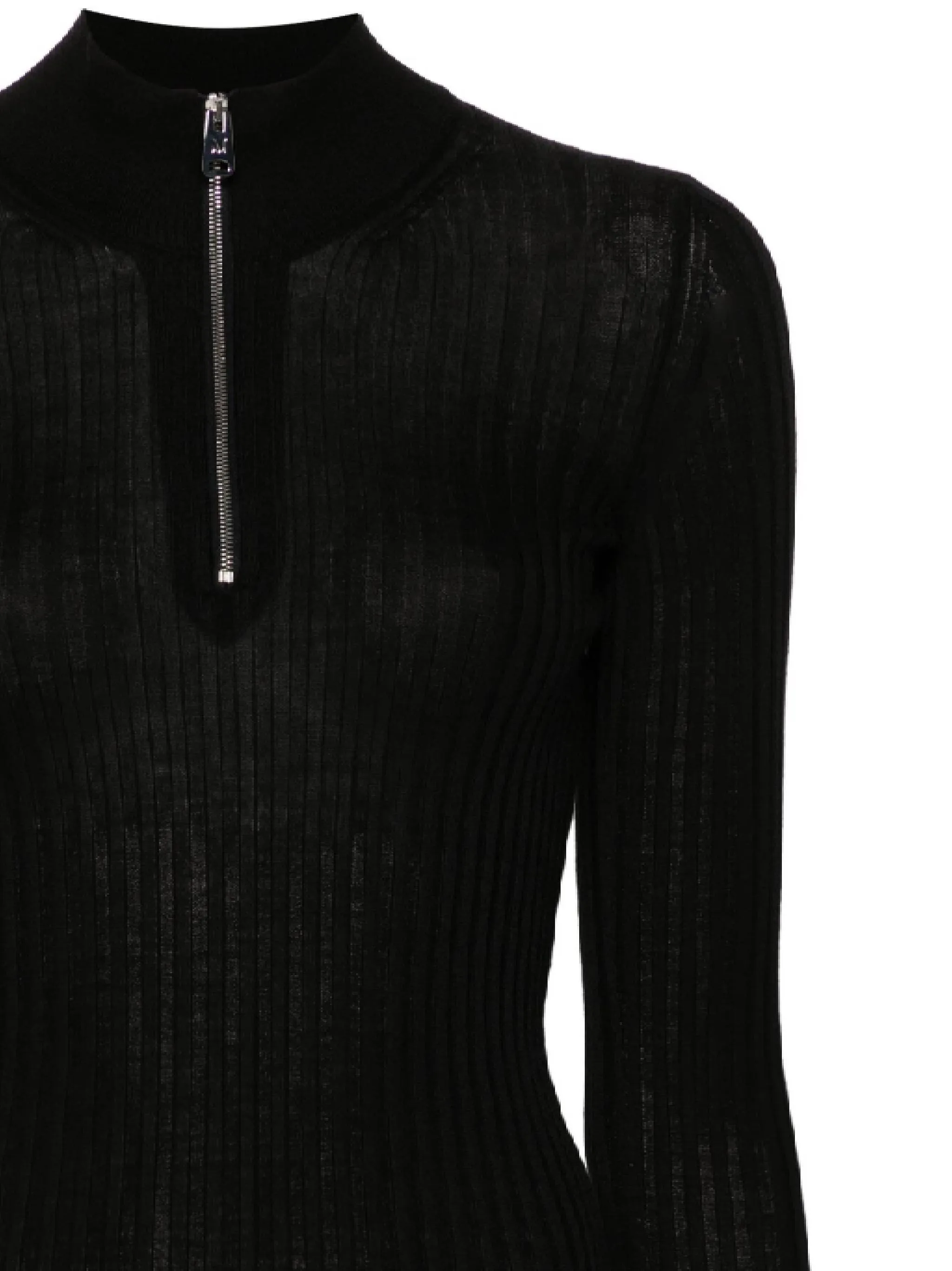 Black Cashmere and Silk Mock Neck Sweater