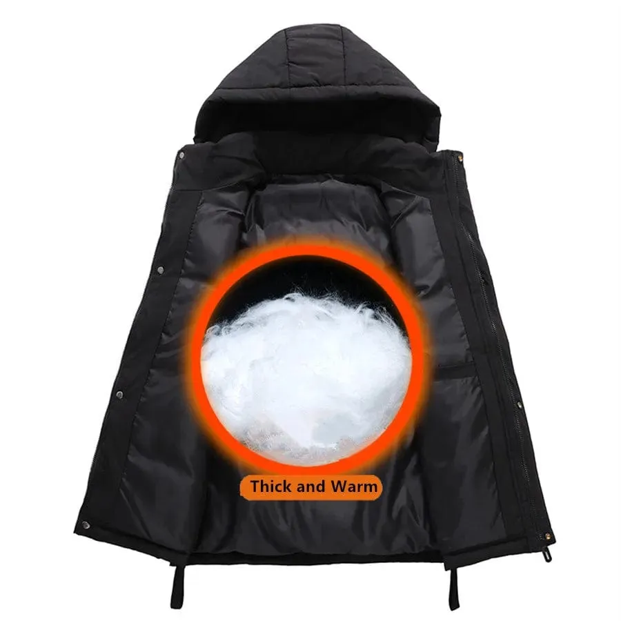 Black Men's Cargo Vest with Detachable Hood Winter Warmth Padded Jacket