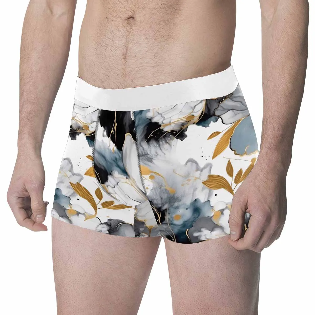 Black White and Gold Men's All Over Print Boxer Briefs (Made In AUS)