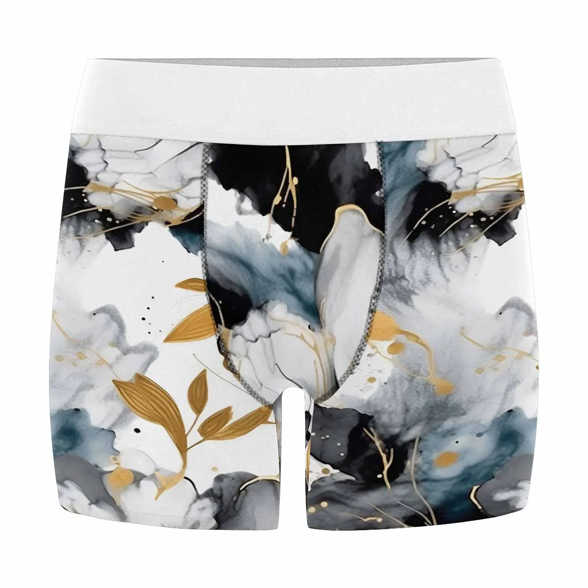 Black White and Gold Men's All Over Print Boxer Briefs (Made In AUS)