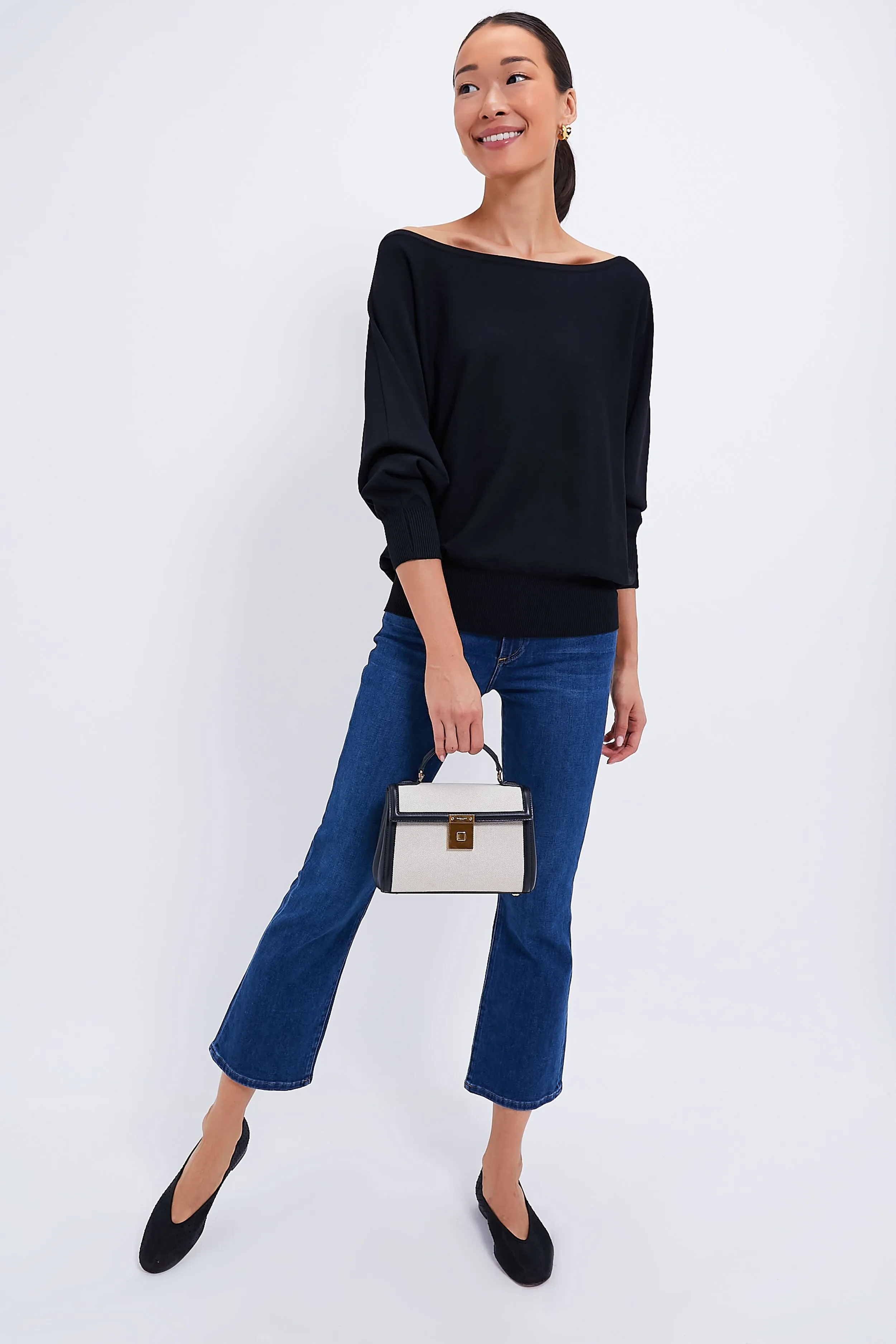 Black Wide Neck Valencia Sweater