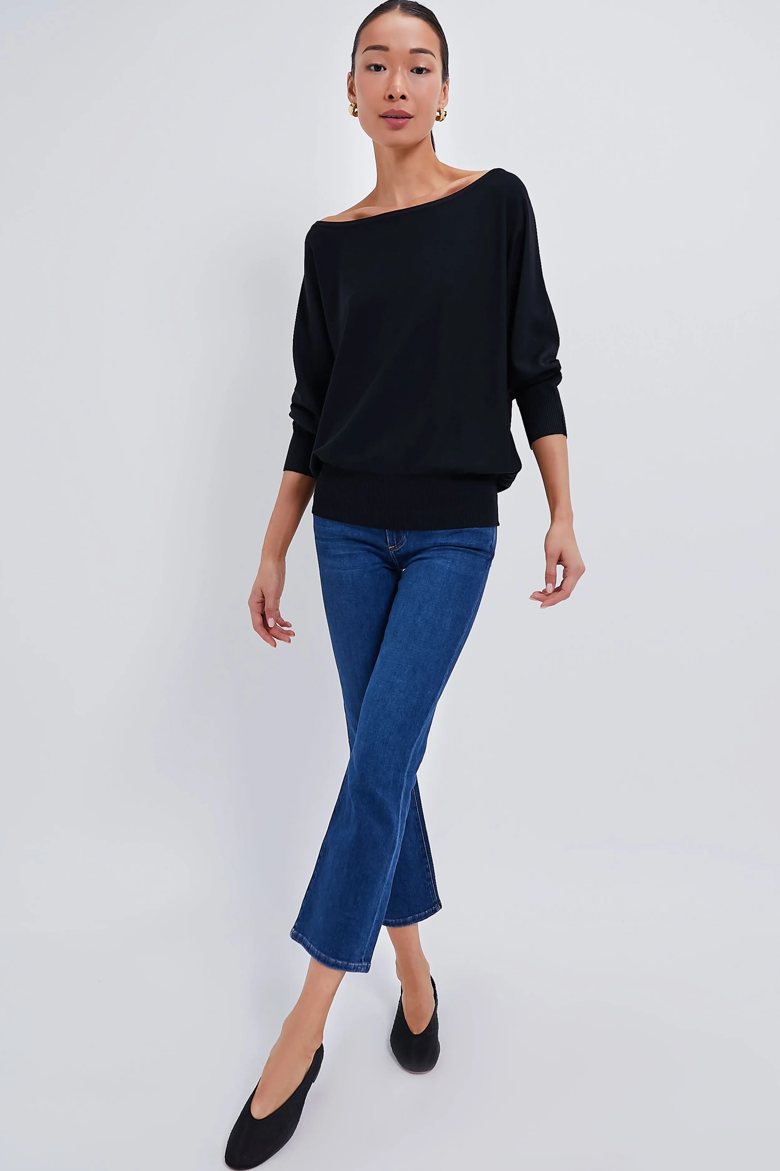 Black Wide Neck Valencia Sweater