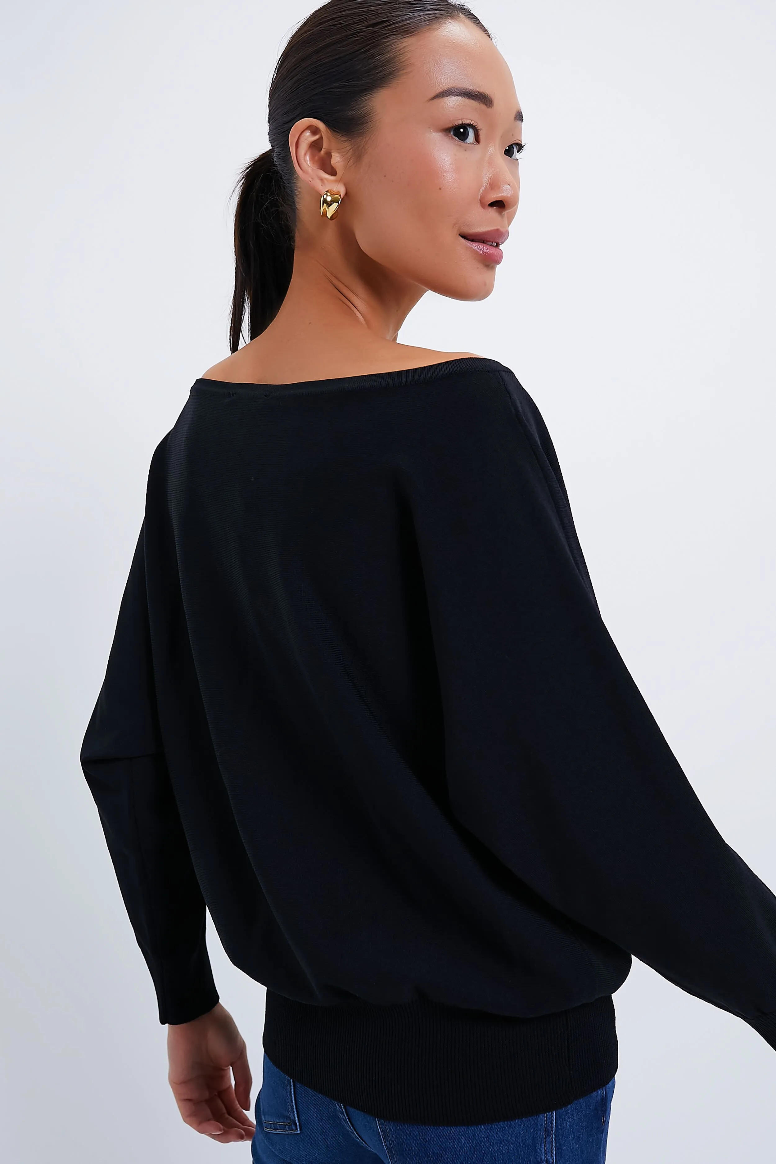 Black Wide Neck Valencia Sweater