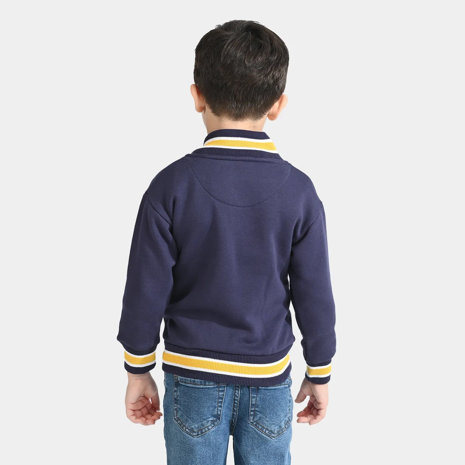 Boys Fleece Knitted Jacket NY-Navy Blue