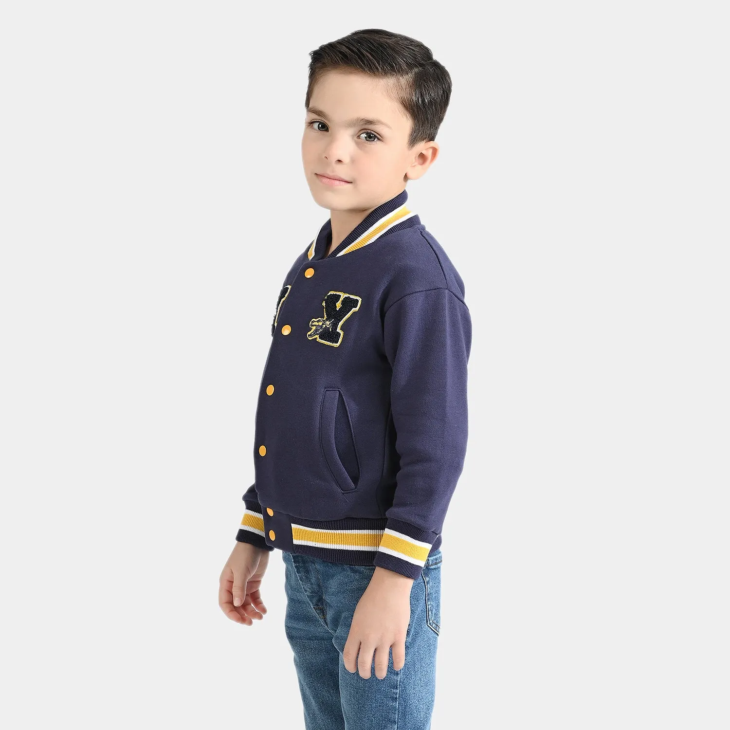 Boys Fleece Knitted Jacket NY-Navy Blue