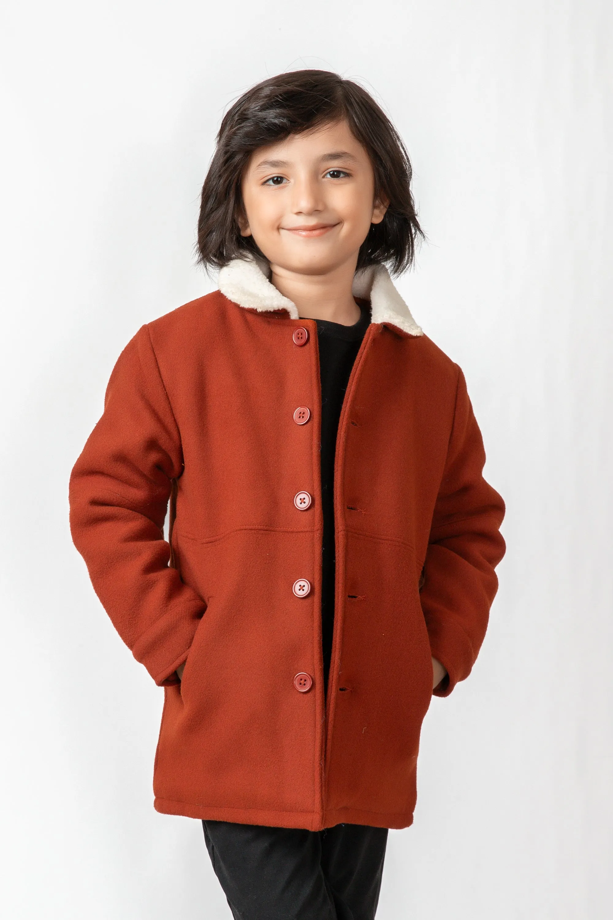 Boys' Rust Felt Coat