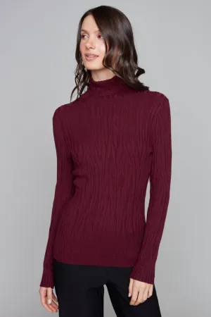 Carre Noir- Cabernet Textured Turtle Neck