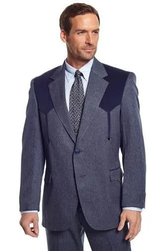 Circle S Mens Heather Navy Polyester Boise Sportcoat Jacket Blazer 40 R