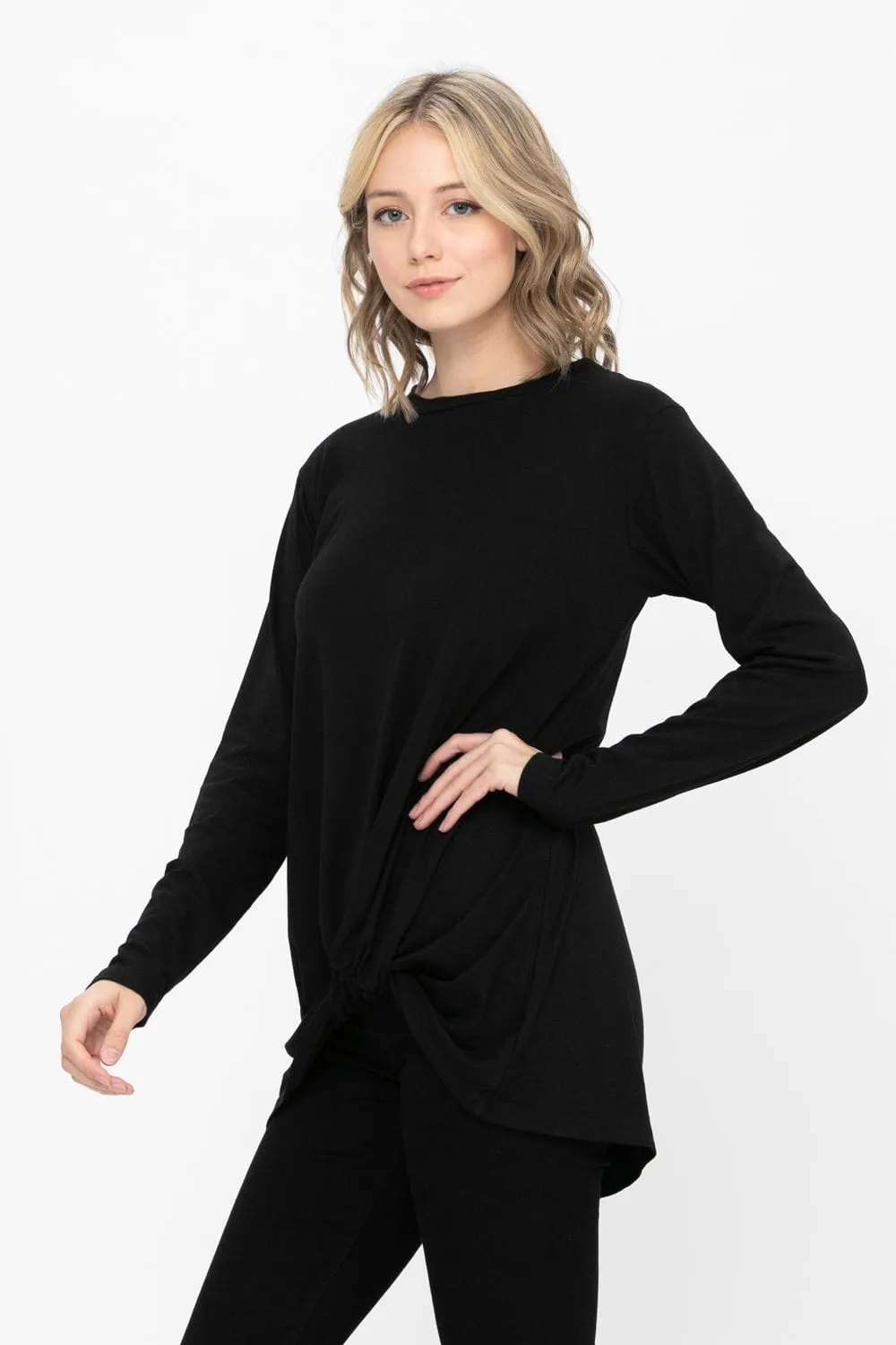 Comfy Soft Casual Twist Knot Tunics Tops Blouses T Shirts