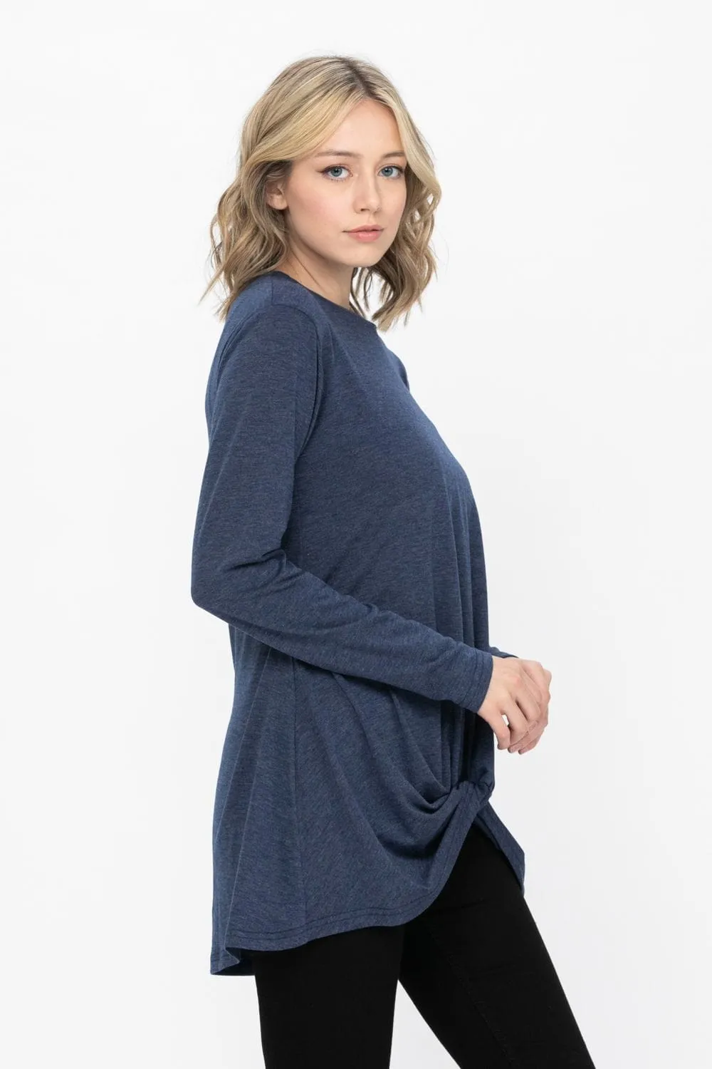 Comfy Soft Casual Twist Knot Tunics Tops Blouses T Shirts