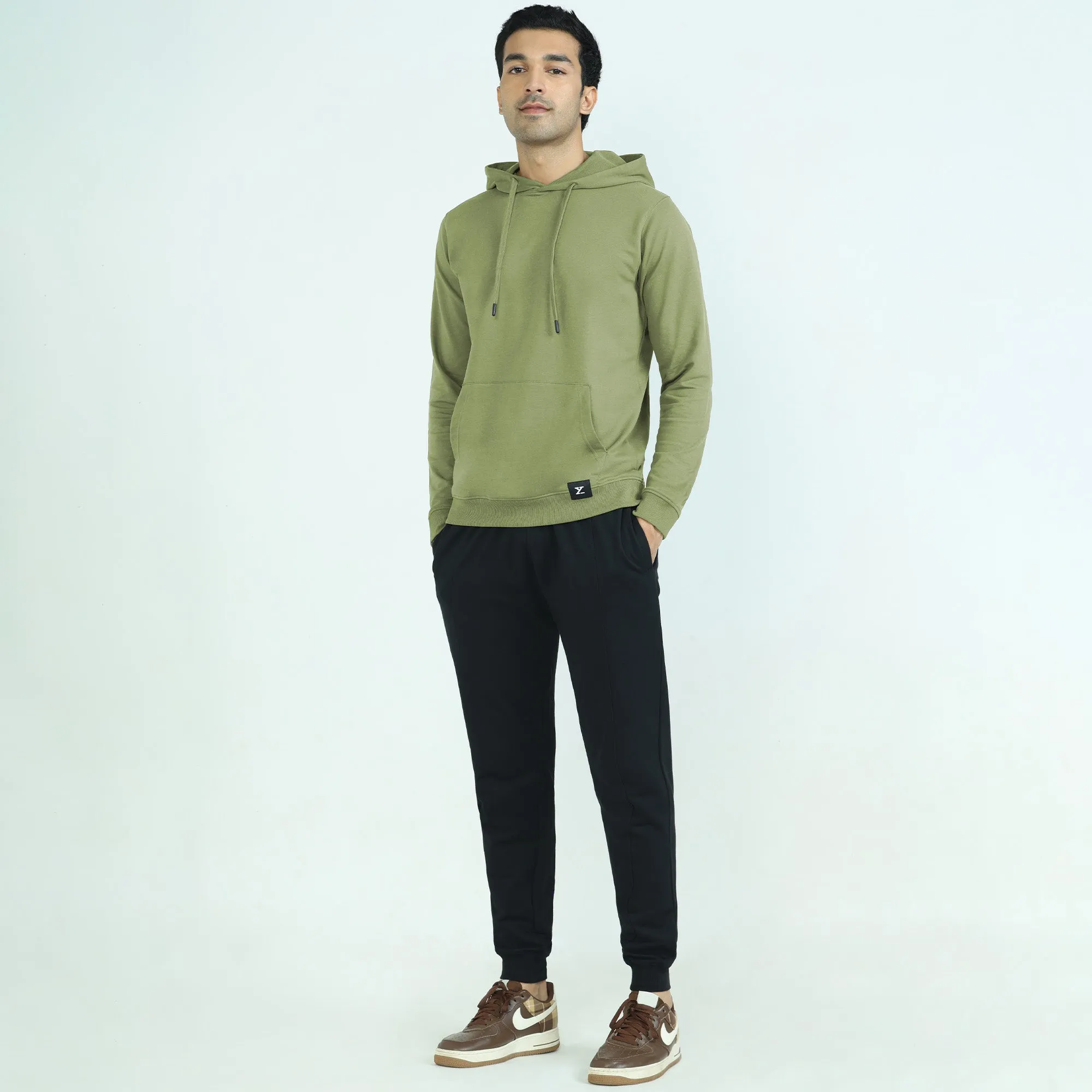 Cruze French Terry Cotton Hoodies Olive Green