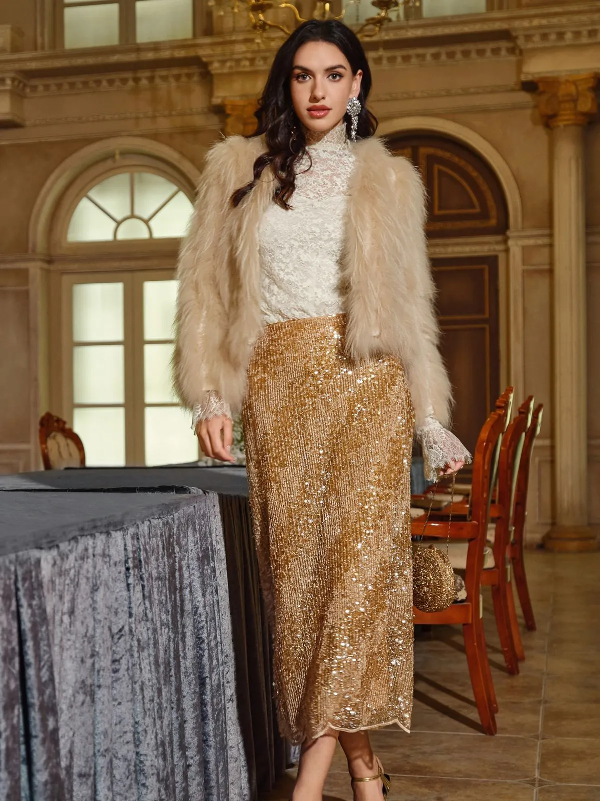 Dazzling Gold Sequin Skirt