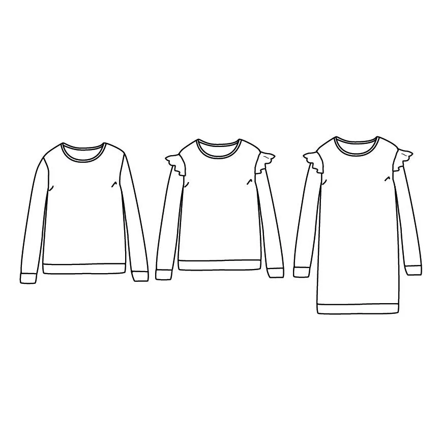 Duo for woman and kid JASMIN sweatshirt and dress - paper sewing pattern