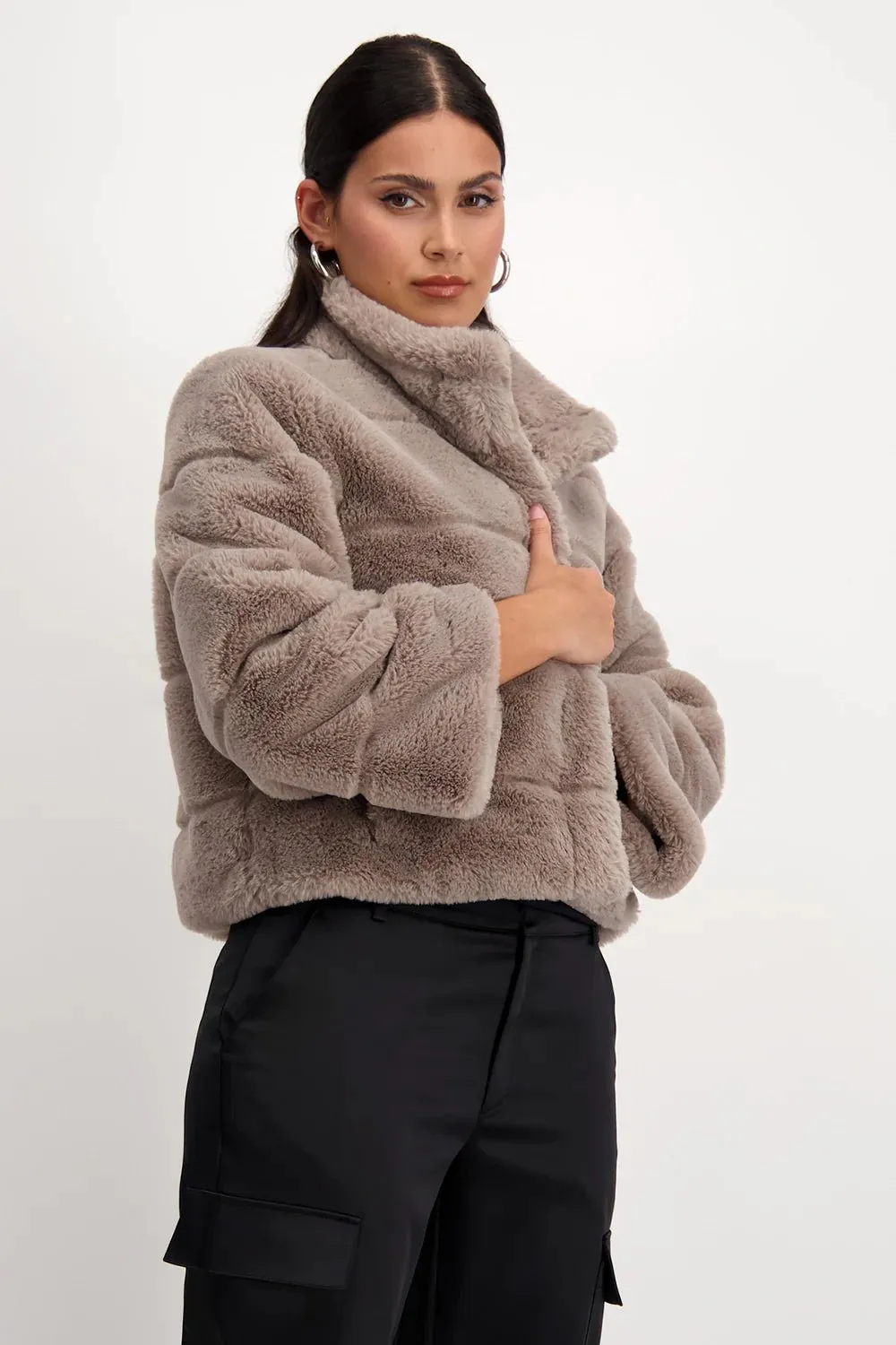 Faux Fur Jacket | Toffee