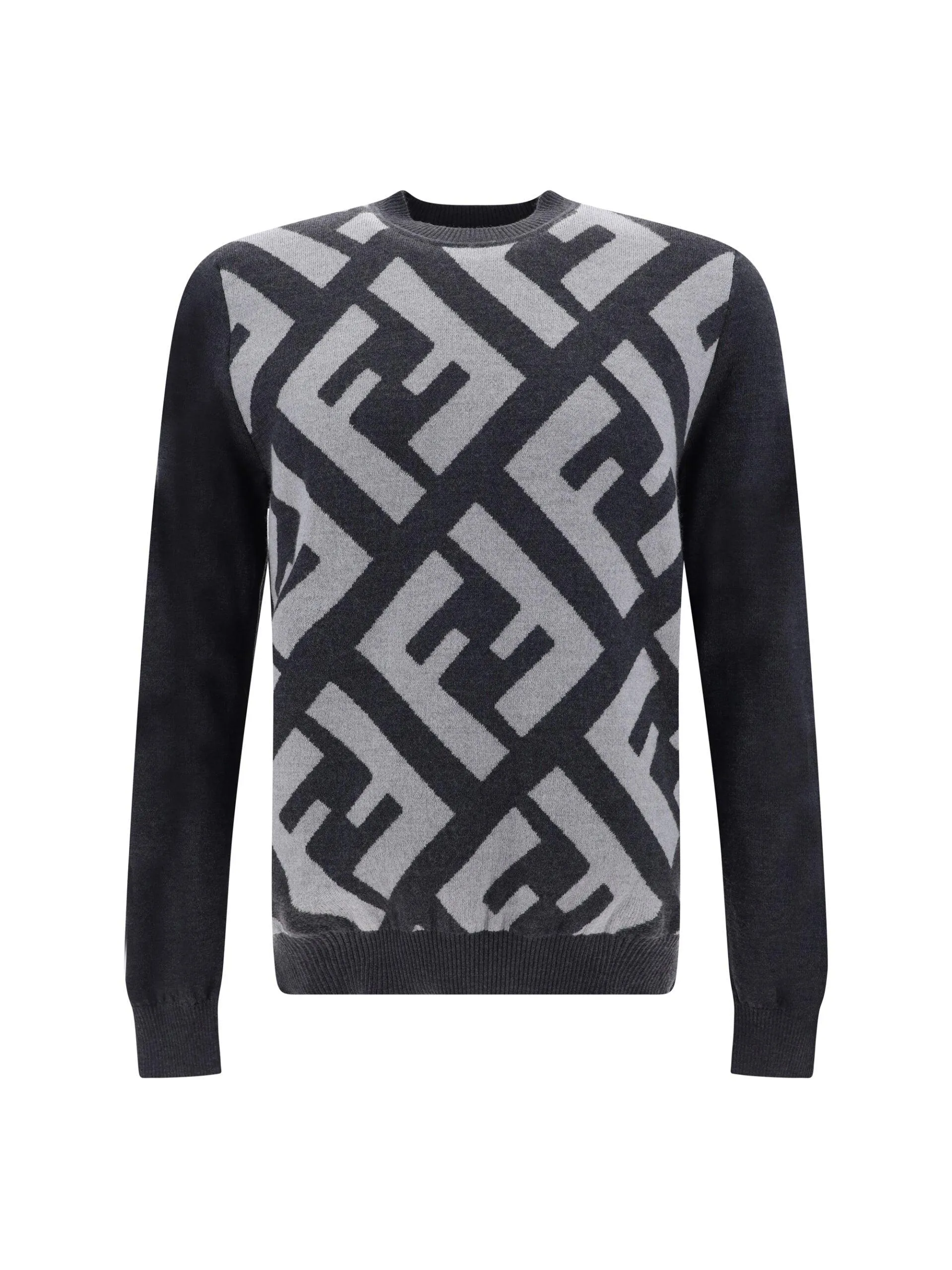 Fendi Chic Grey Wool Iconic Logo Sweater