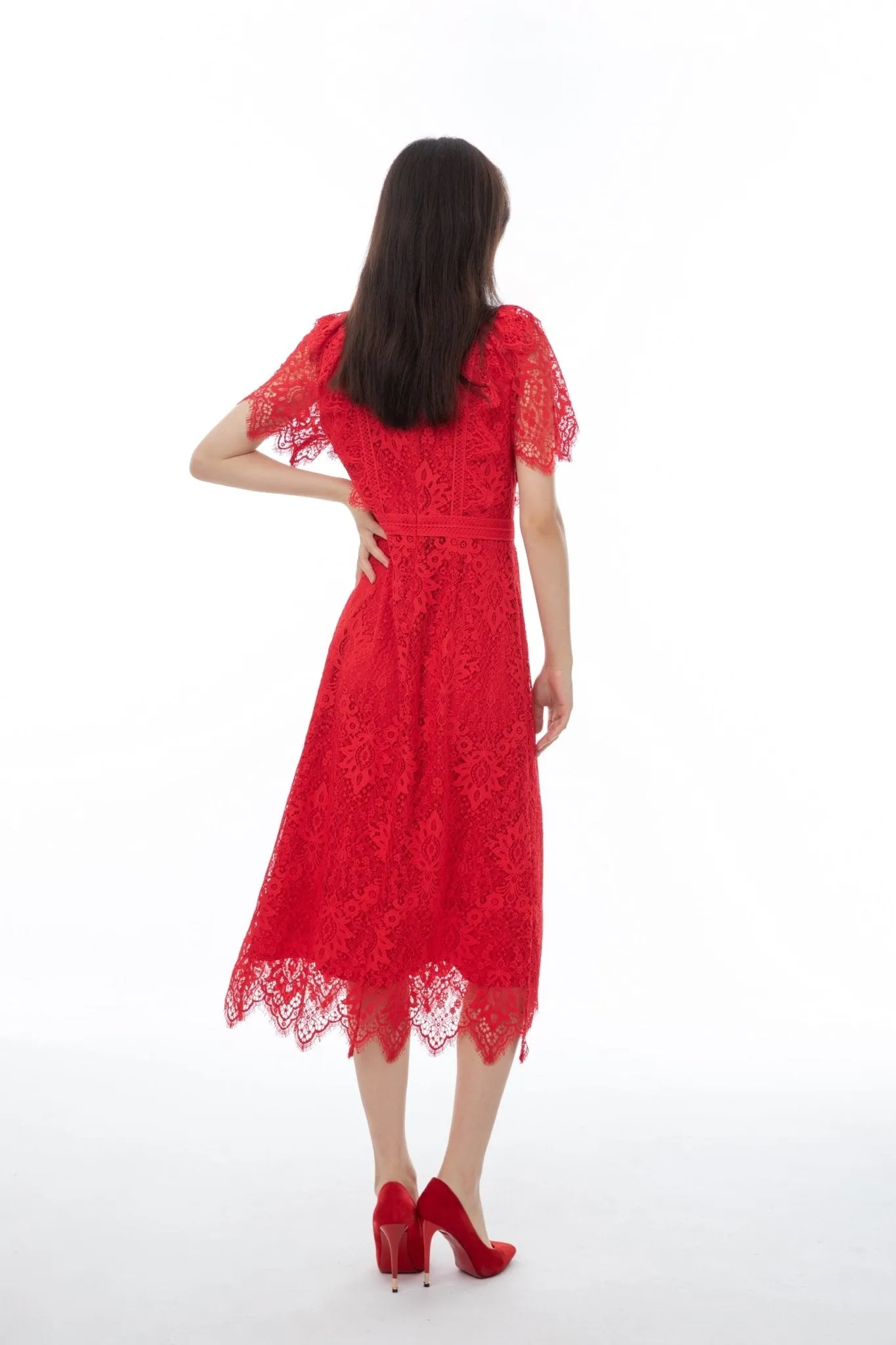 Garnet Red Lace Dress