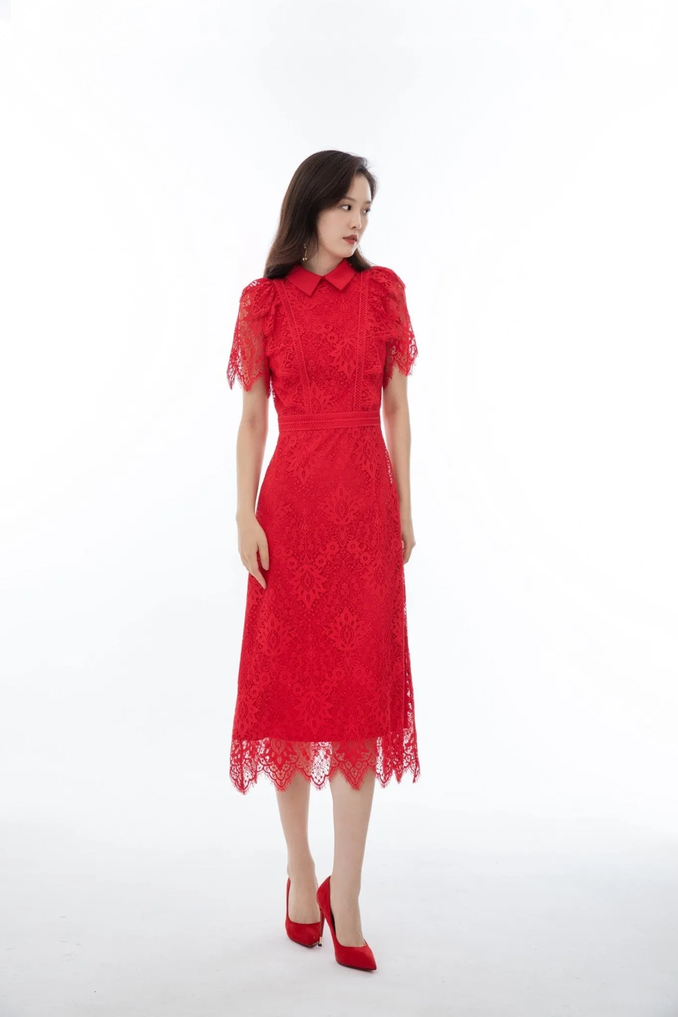 Garnet Red Lace Dress