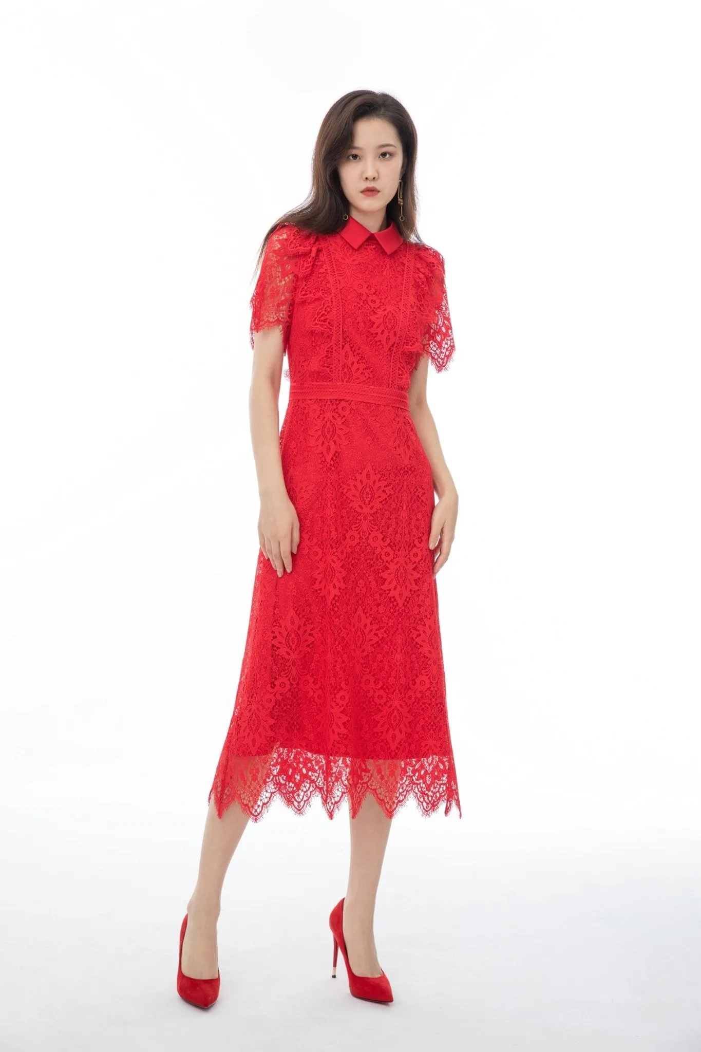 Garnet Red Lace Dress