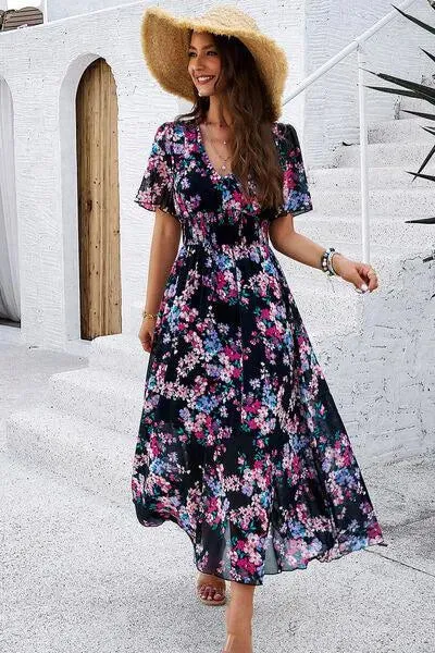 Get Ready for Summer: Smocked Floral V-Neck Dress