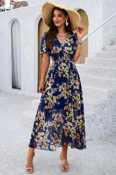 Get Ready for Summer: Smocked Floral V-Neck Dress