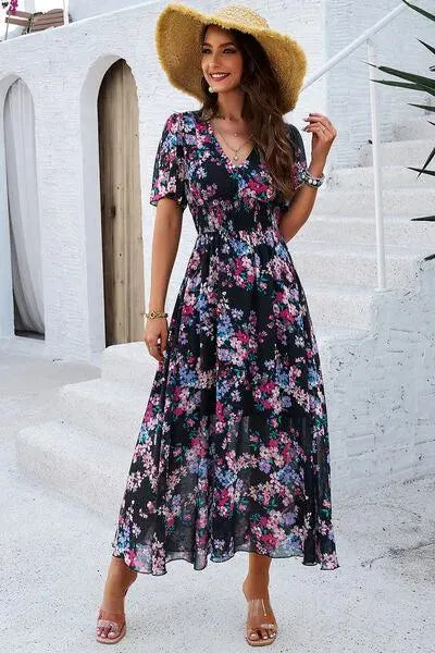 Get Ready for Summer: Smocked Floral V-Neck Dress