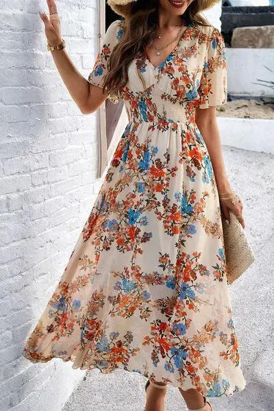 Get Ready for Summer: Smocked Floral V-Neck Dress