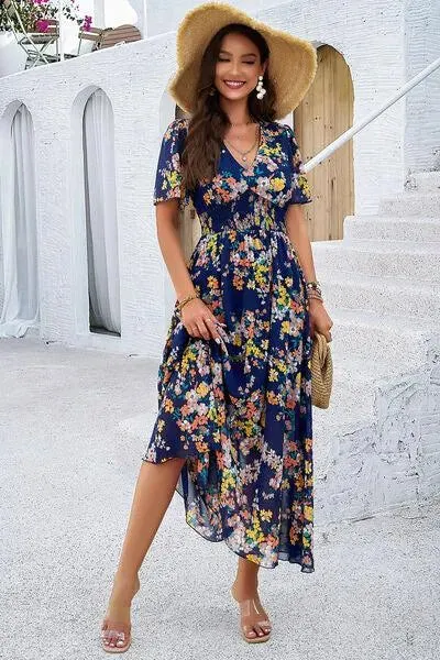 Get Ready for Summer: Smocked Floral V-Neck Dress