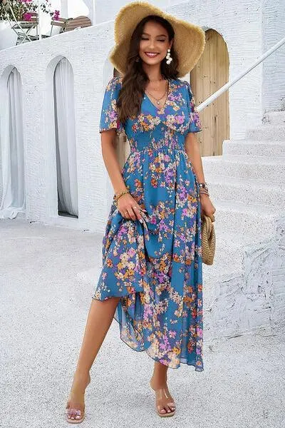 Get Ready for Summer: Smocked Floral V-Neck Dress