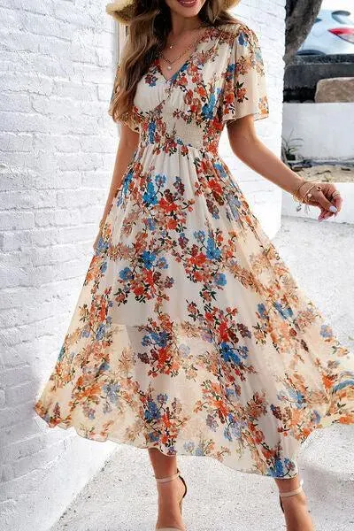 Get Ready for Summer: Smocked Floral V-Neck Dress