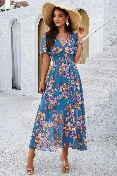 Get Ready for Summer: Smocked Floral V-Neck Dress