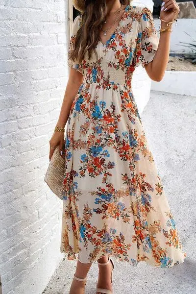 Get Ready for Summer: Smocked Floral V-Neck Dress