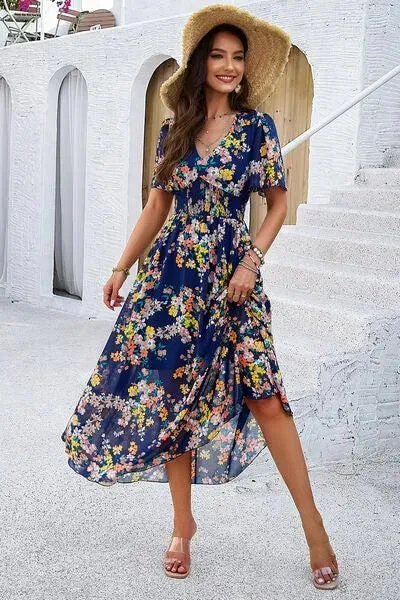 Get Ready for Summer: Smocked Floral V-Neck Dress