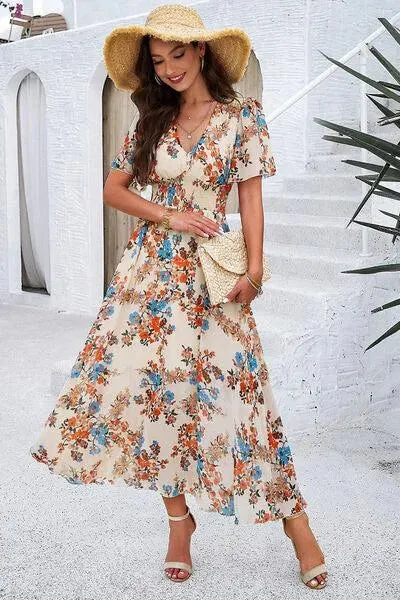 Get Ready for Summer: Smocked Floral V-Neck Dress