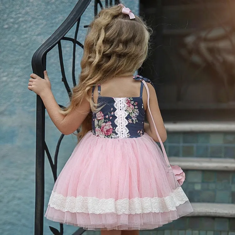 Girls Spaghetti Tie Straps Tulle Dress - ONLY 3 LEFT !!!