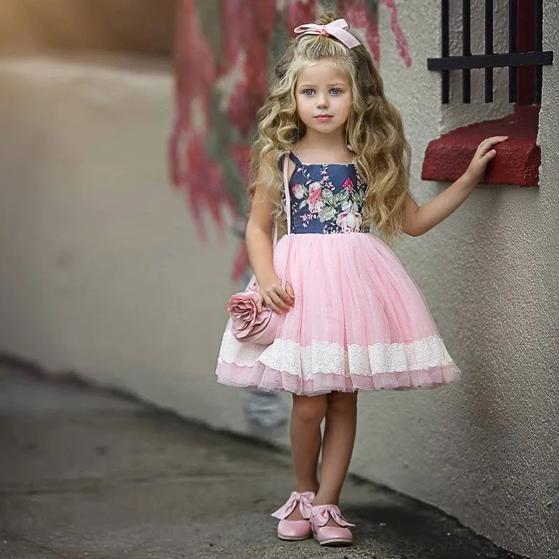 Girls Spaghetti Tie Straps Tulle Dress - ONLY 3 LEFT !!!