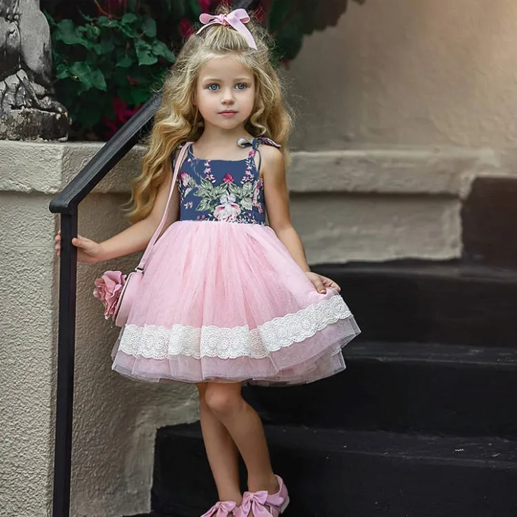 Girls Spaghetti Tie Straps Tulle Dress - ONLY 3 LEFT !!!