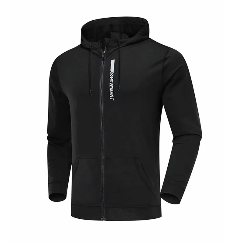 Gym Men Sports Jacket Fitness Long Sleeve Running Elastic Tight Hoodies Zipper Slim Hiking Sweatshirts Male Jogging Hooded Coat