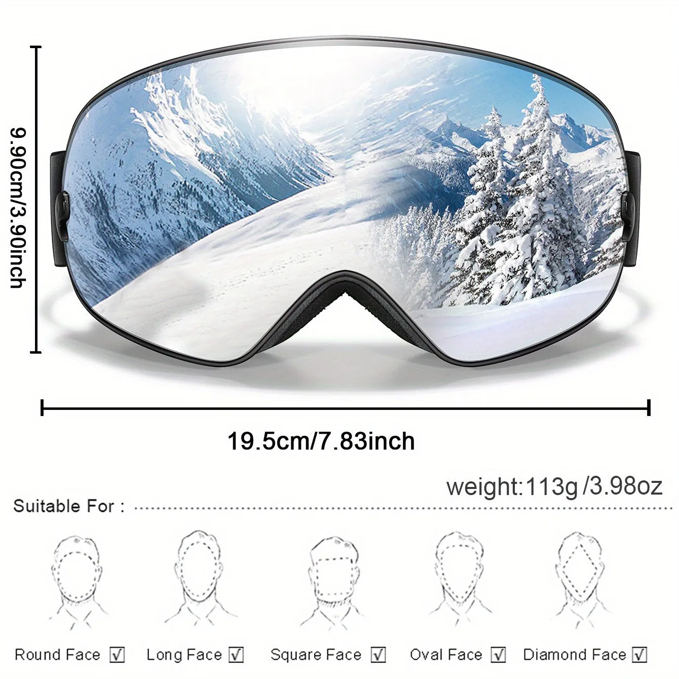 Interchangeable Lens Ski Goggles for Adults - TPU Frame, PC Material, Anti-Fog, UV Protection, for Snowboarding, Skating, Skiing, Snowmobiling - Includes Night, Prescription Lens, Bag - Mixed Color